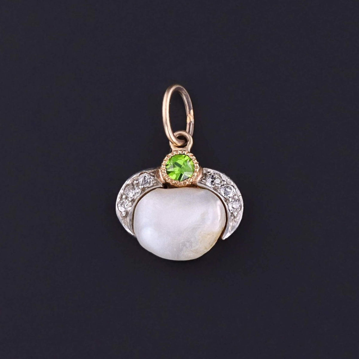 Antique Pearl Charm of 14k Gold and Platinum - Trademark Antiques