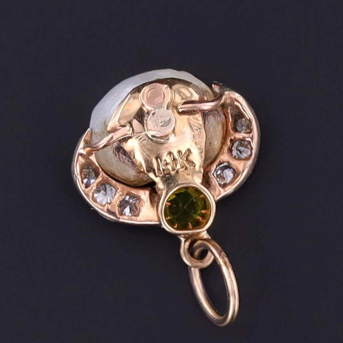 Antique Pearl Charm of 14k Gold and Platinum - Trademark Antiques