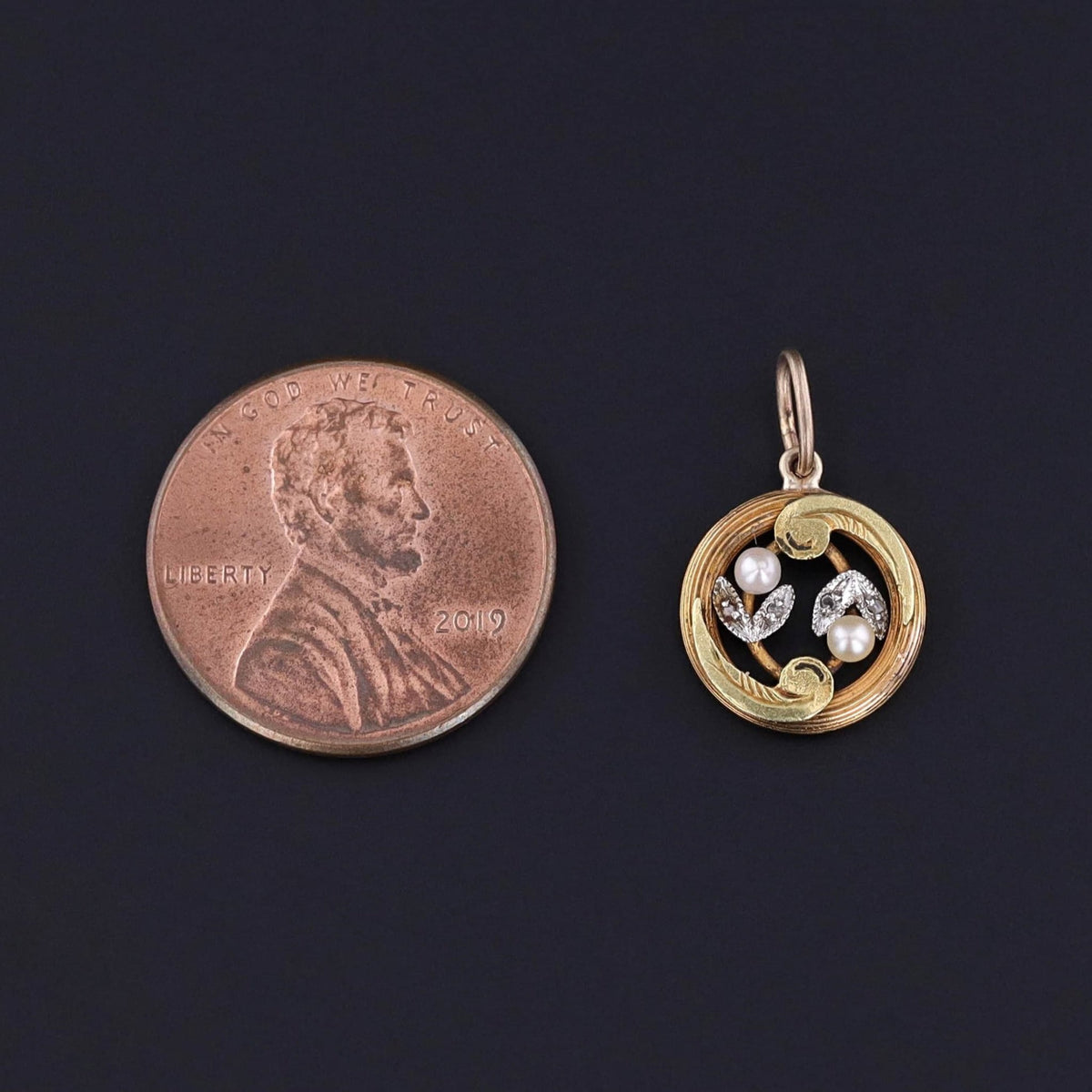 Antique Pearl Charm of 18k Gold - Trademark Antiques