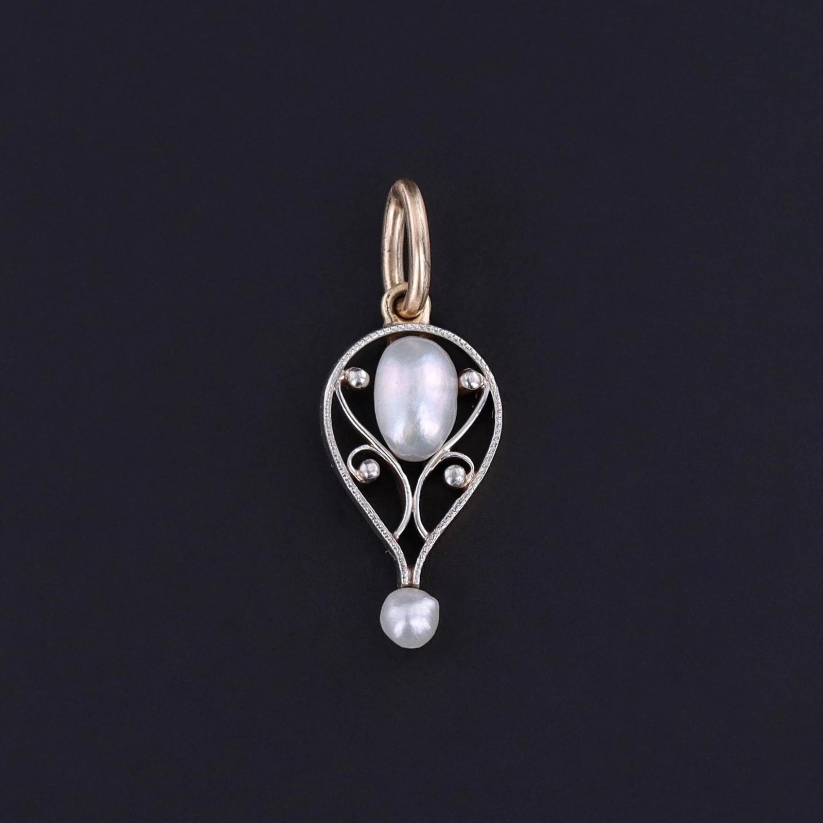 Antique Pearl Charm of Platinum and 14k Gold - Trademark Antiques