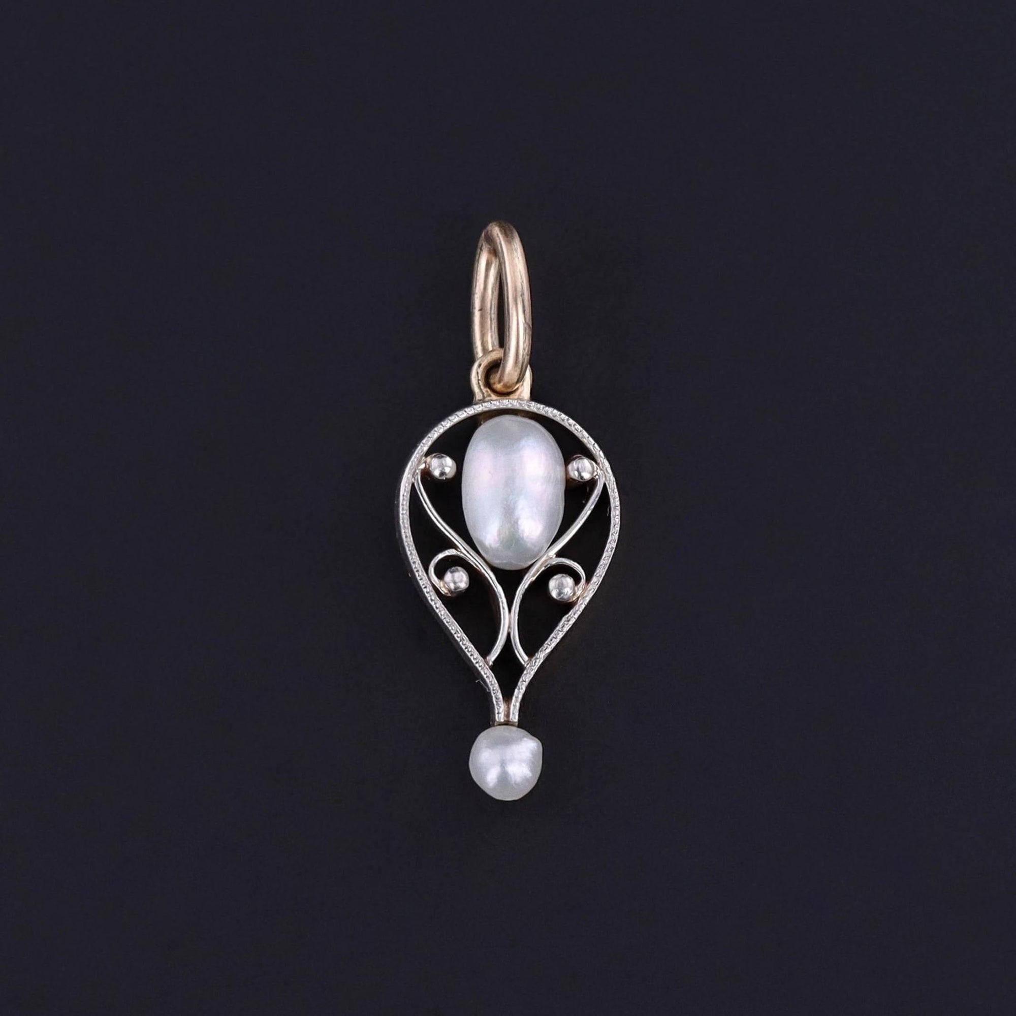 Antique Pearl Charm of Platinum and 14k Gold - Trademark Antiques