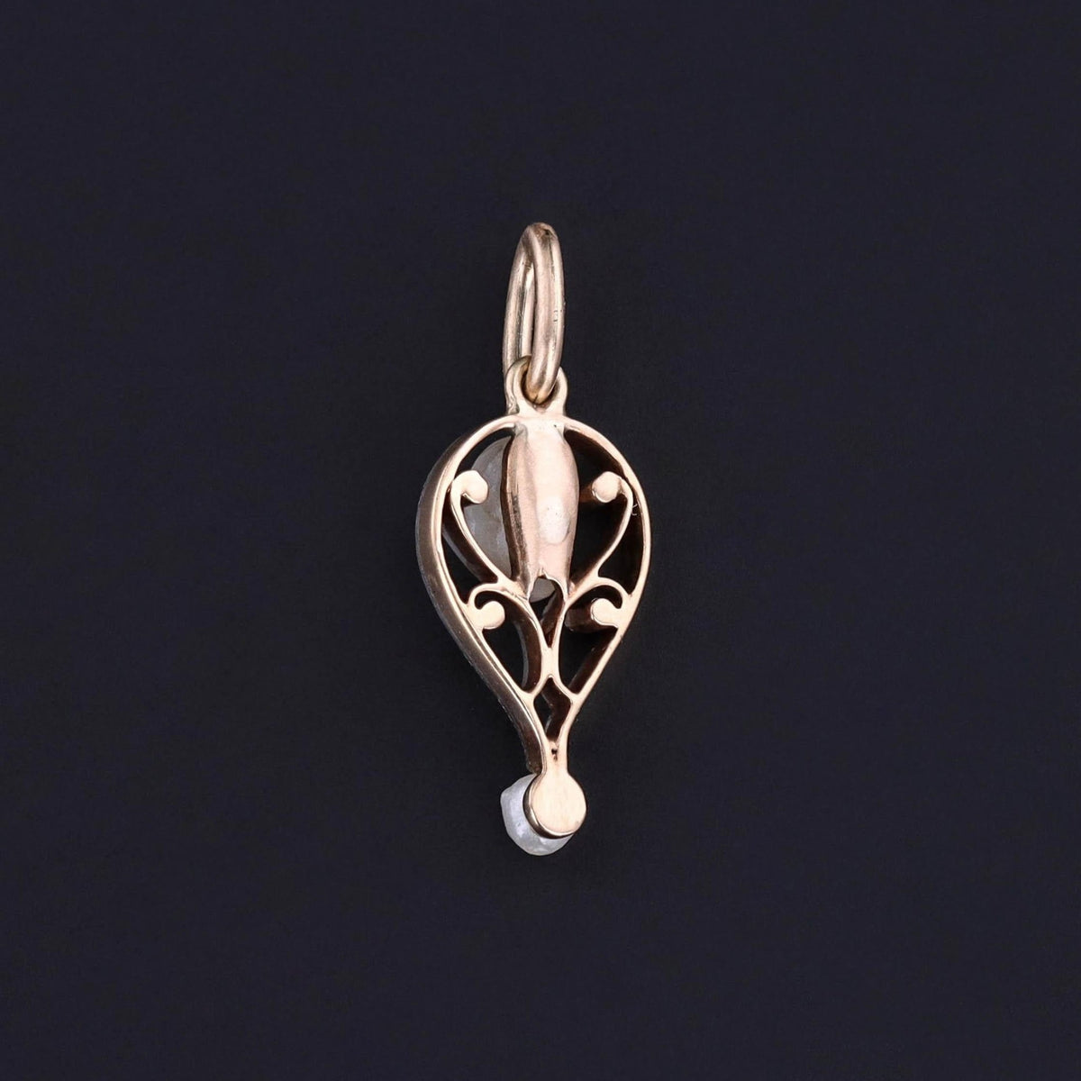 Antique Pearl Charm of Platinum and 14k Gold - Trademark Antiques