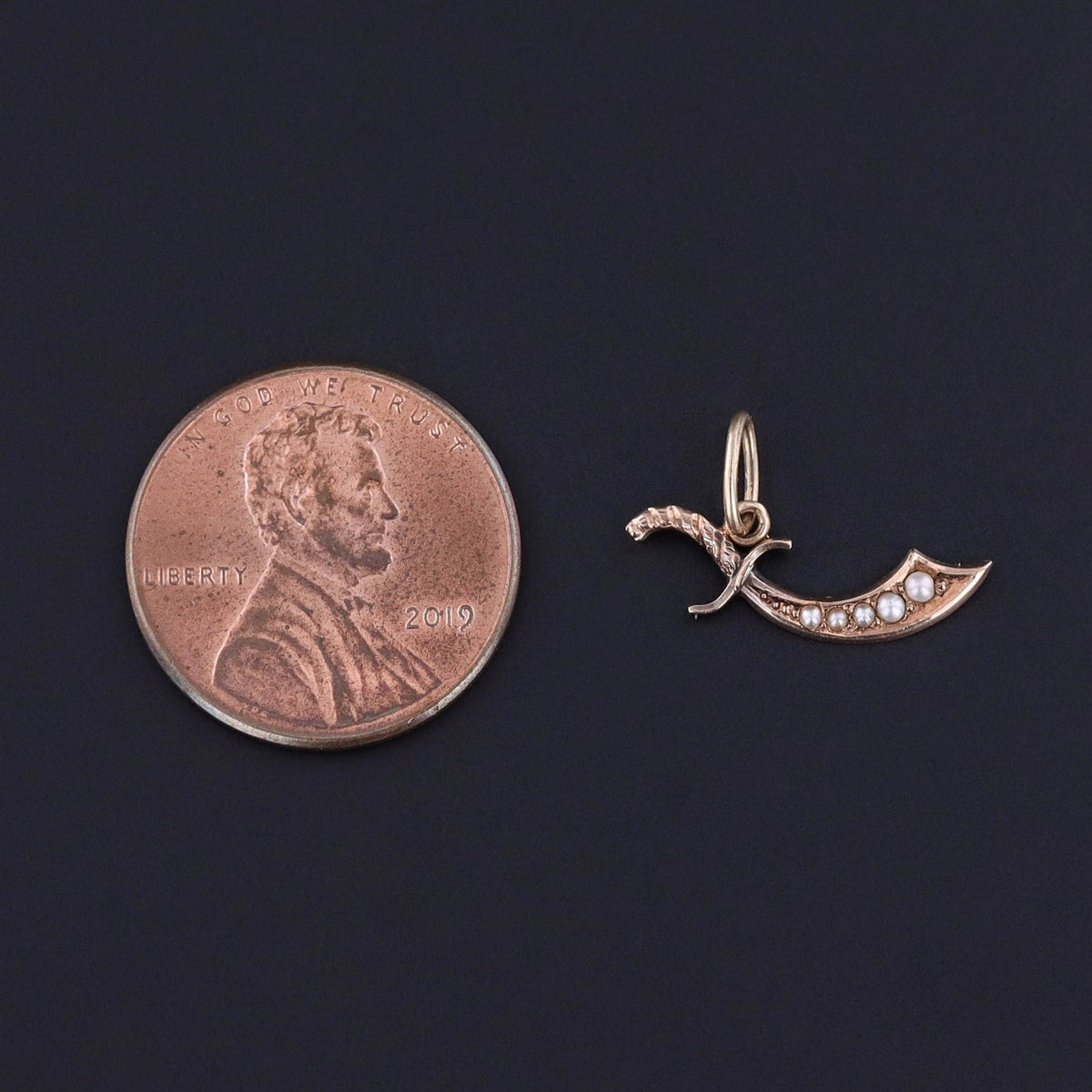 Antique Pearl Dadao Sword Charm of 10k Gold - Trademark Antiques