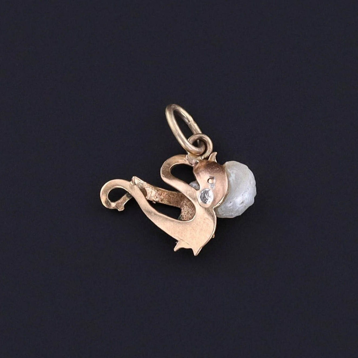 Antique Pearl Dragon Charm of 14k Gold - Trademark Antiques