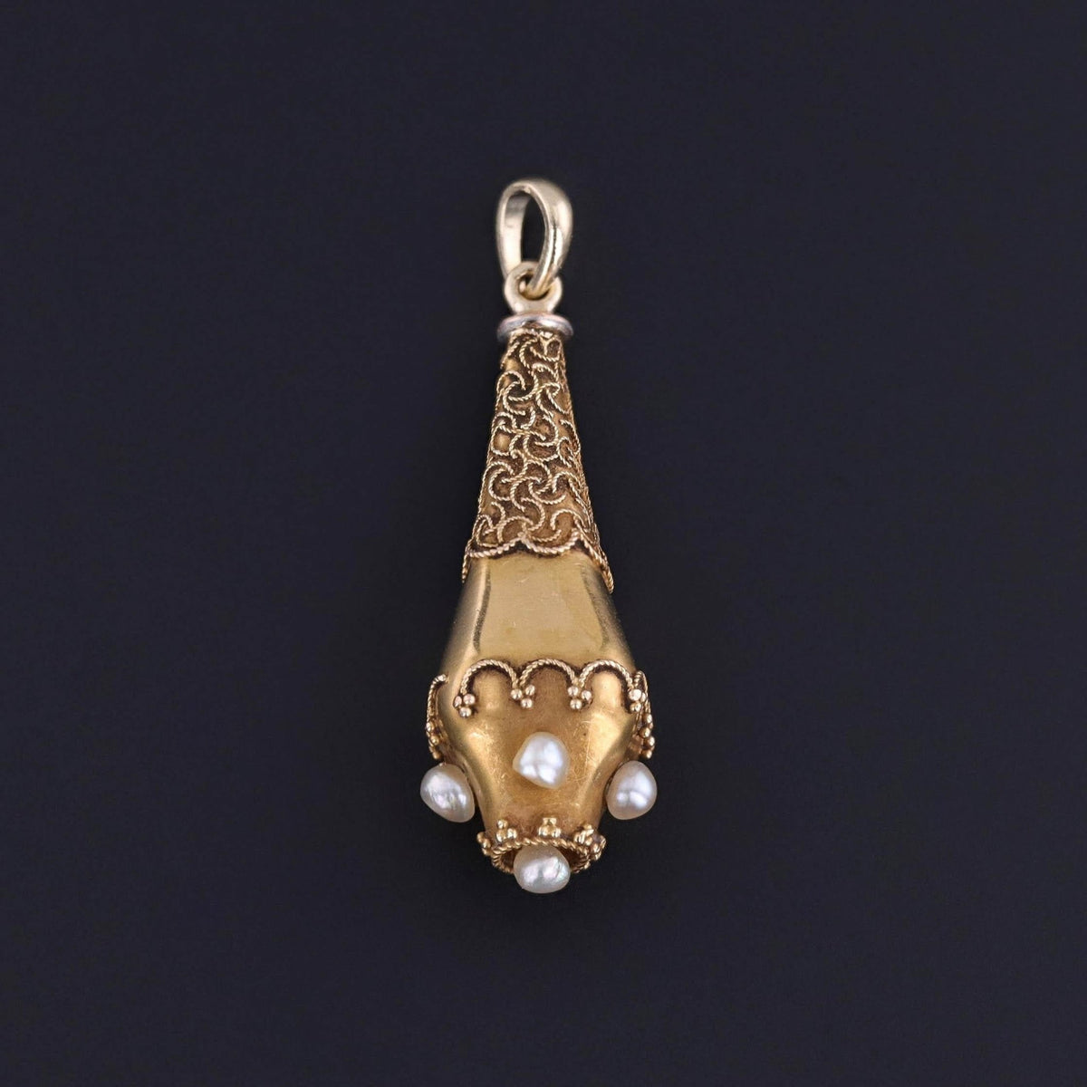 Antique Pearl Drop Pendant of 10k Gold - Trademark Antiques