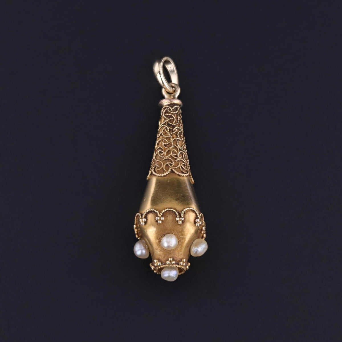 Antique Pearl Drop Pendant of 10k Gold - Trademark Antiques