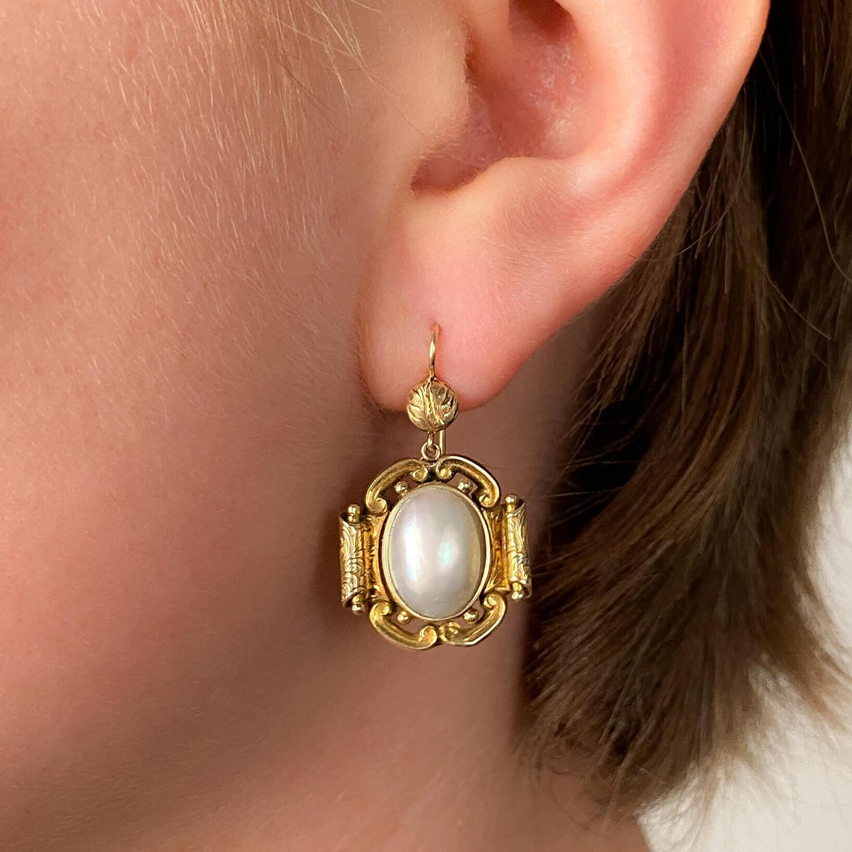 Antique Pearl Earrings of 12k Gold - Trademark Antiques