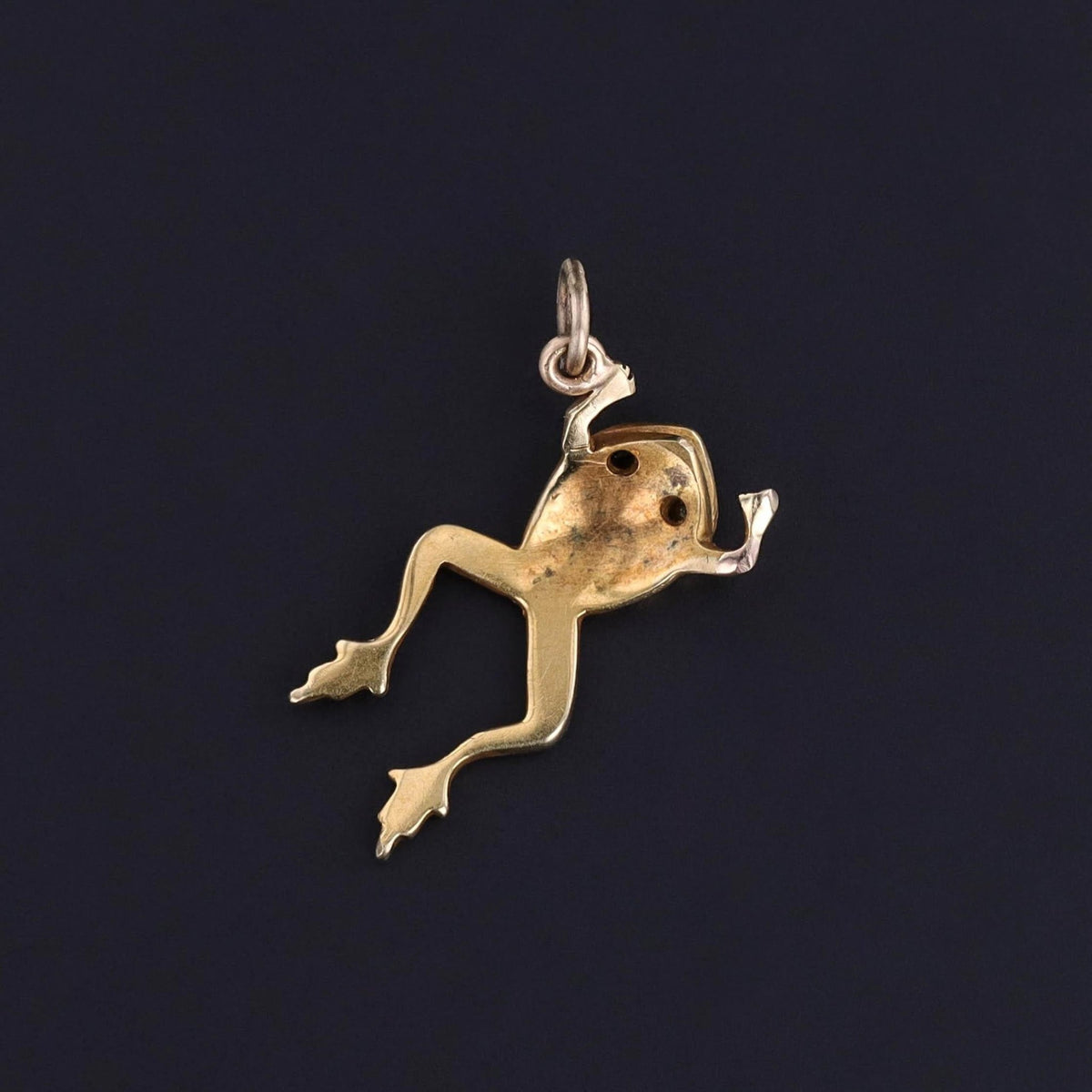 Antique Pearl Frog Charm of 14k Gold - Trademark Antiques