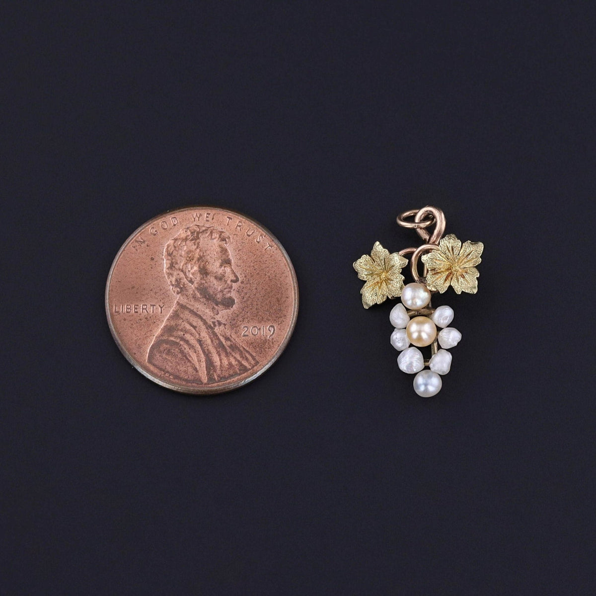 Antique Pearl Grape Charm of 10k Gold - Trademark Antiques