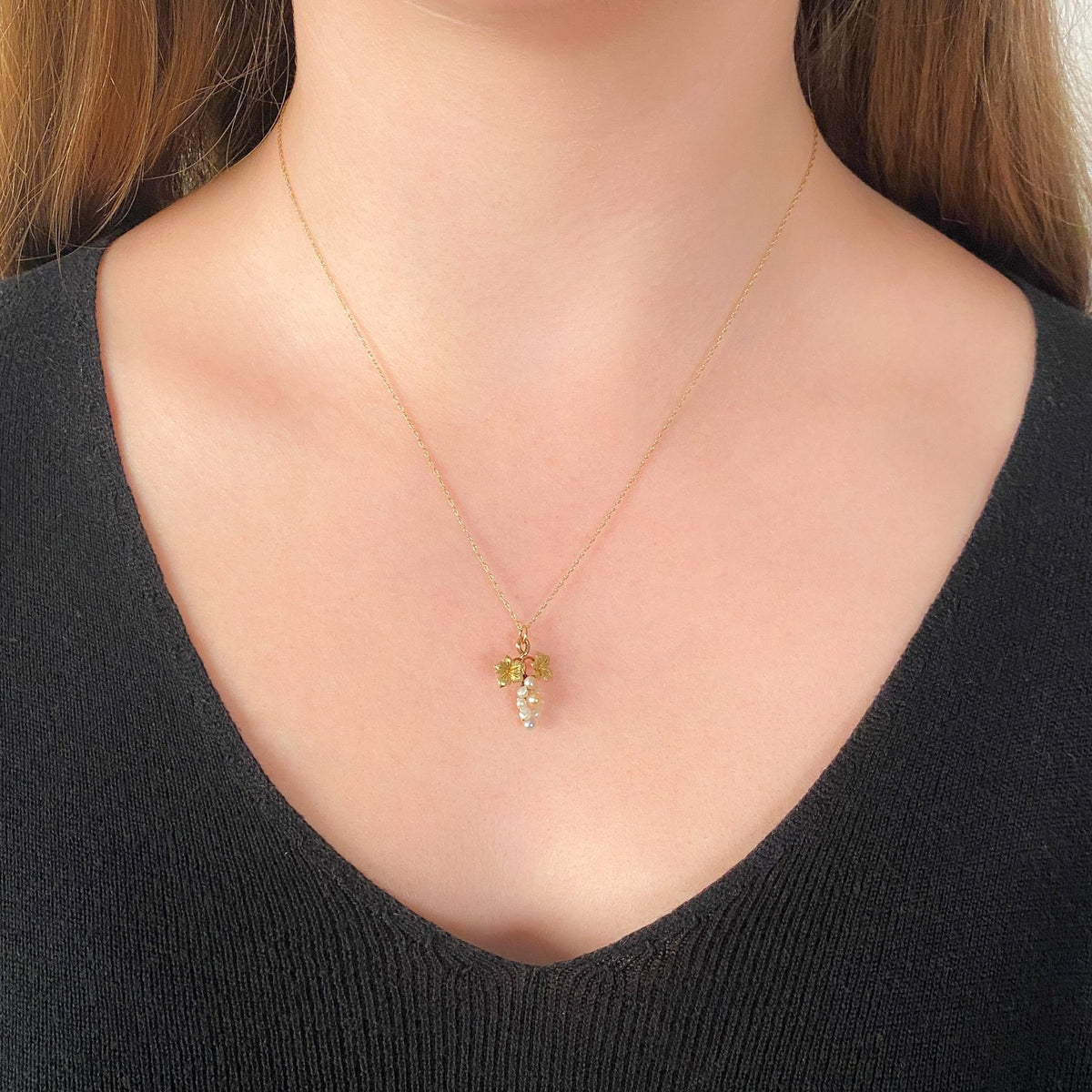 Antique Pearl Grape Charm of 10k Gold - Trademark Antiques