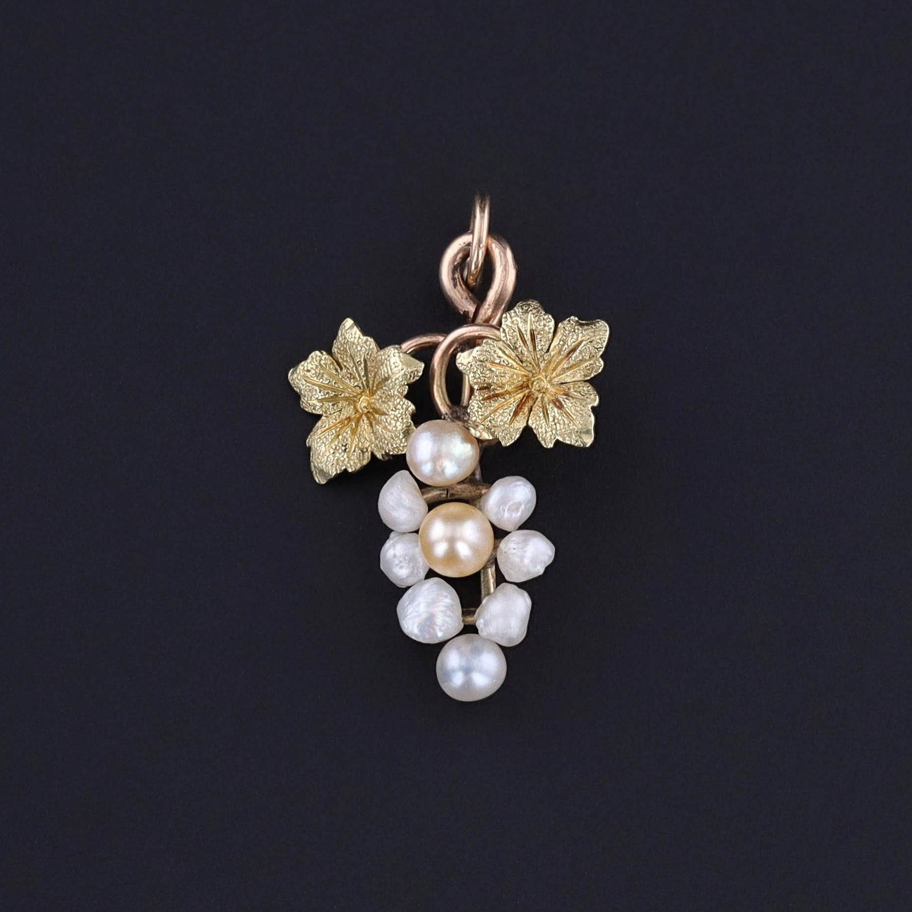Antique Pearl Grape Charm of 10k Gold - Trademark Antiques