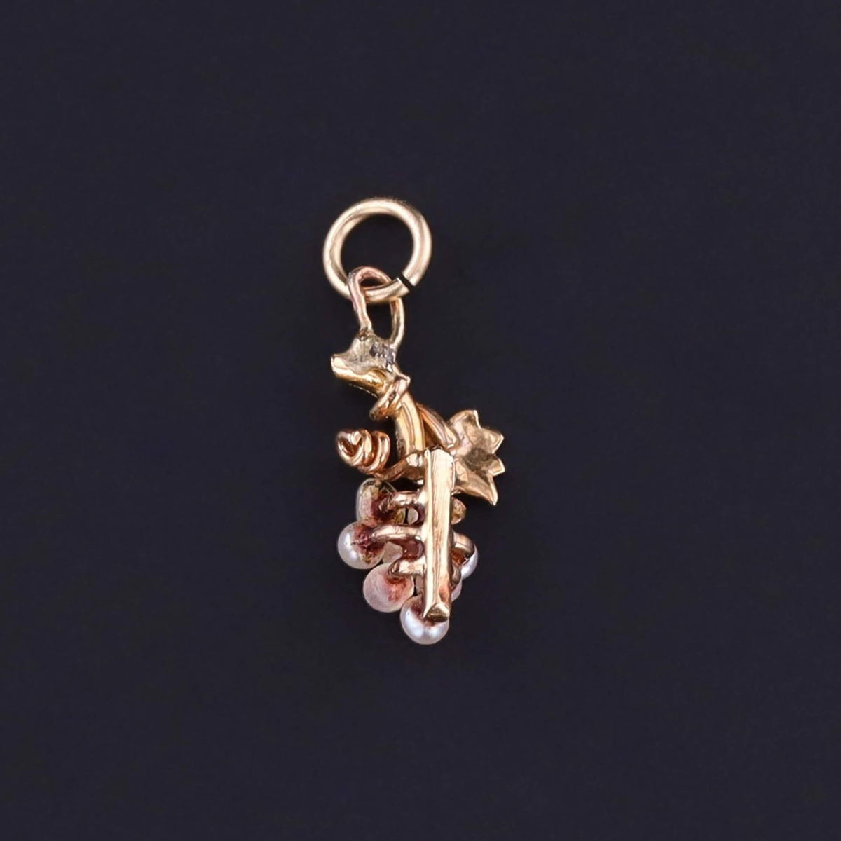 Antique Pearl Grape Charm of 14k Gold - Trademark Antiques