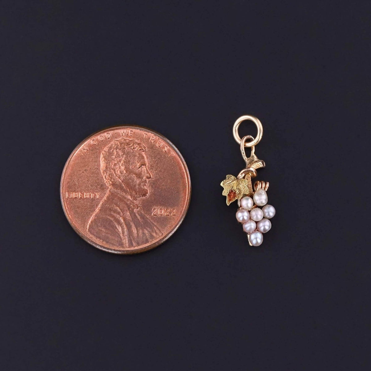 Antique Pearl Grape Charm of 14k Gold - Trademark Antiques