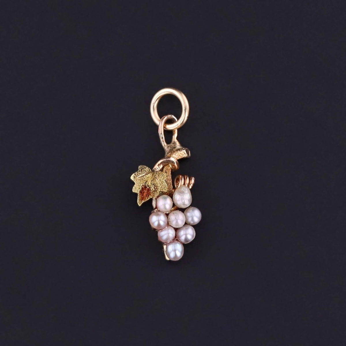 Antique Pearl Grape Charm of 14k Gold - Trademark Antiques