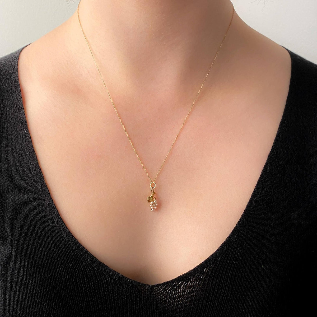 Antique Pearl Grape Charm of 14k Gold - Trademark Antiques