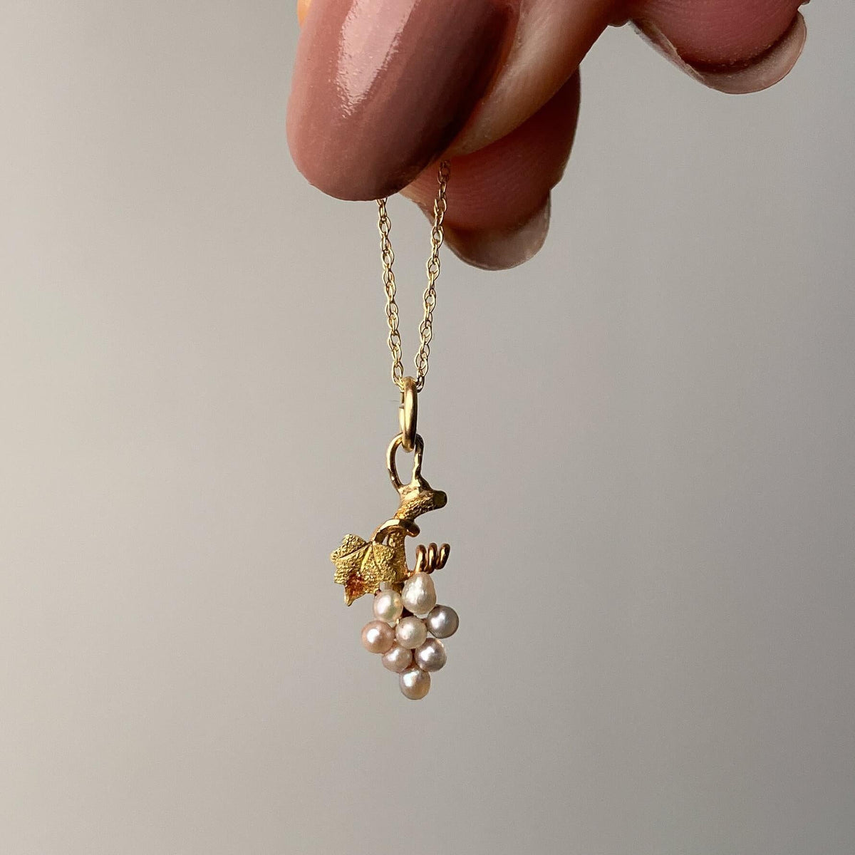 Antique Pearl Grape Charm of 14k Gold - Trademark Antiques