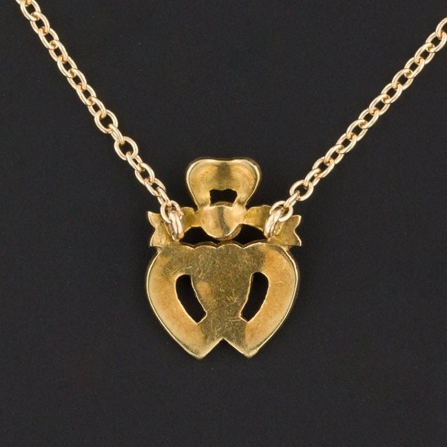 Antique Pearl Heart Conversion Necklace of 14k Gold - Trademark Antiques