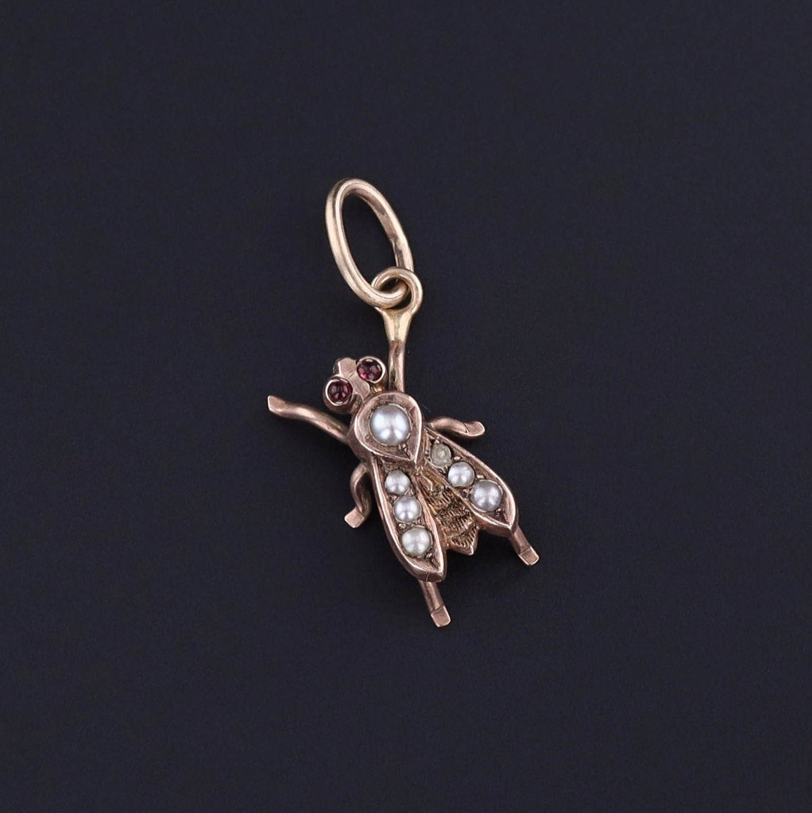 Antique Pearl Insect Charm of 10k Gold - Trademark Antiques