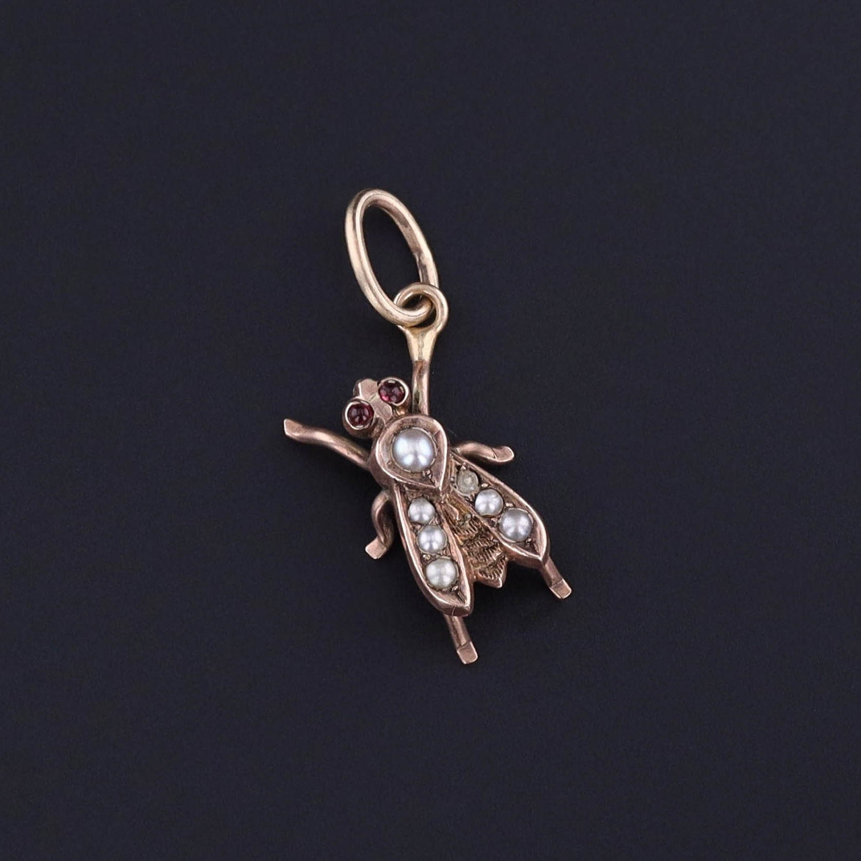 Antique Pearl Insect Charm of 10k Gold - Trademark Antiques