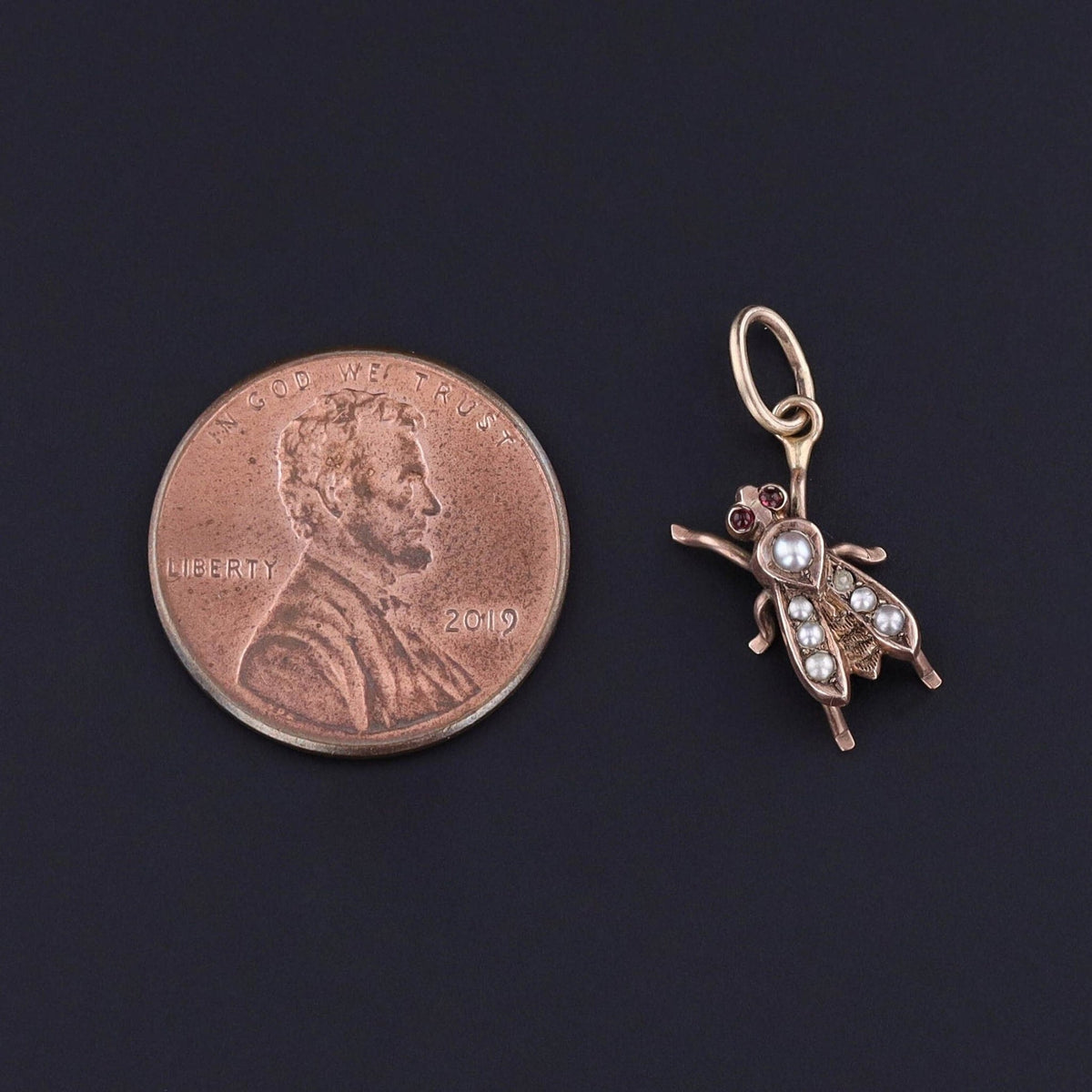 Antique Pearl Insect Charm of 10k Gold - Trademark Antiques