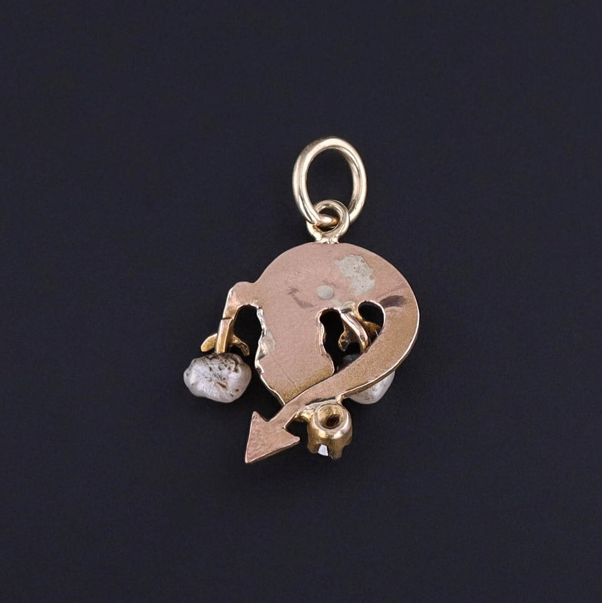 Antique Pearl Lizard Charm of 10k Gold - Trademark Antiques
