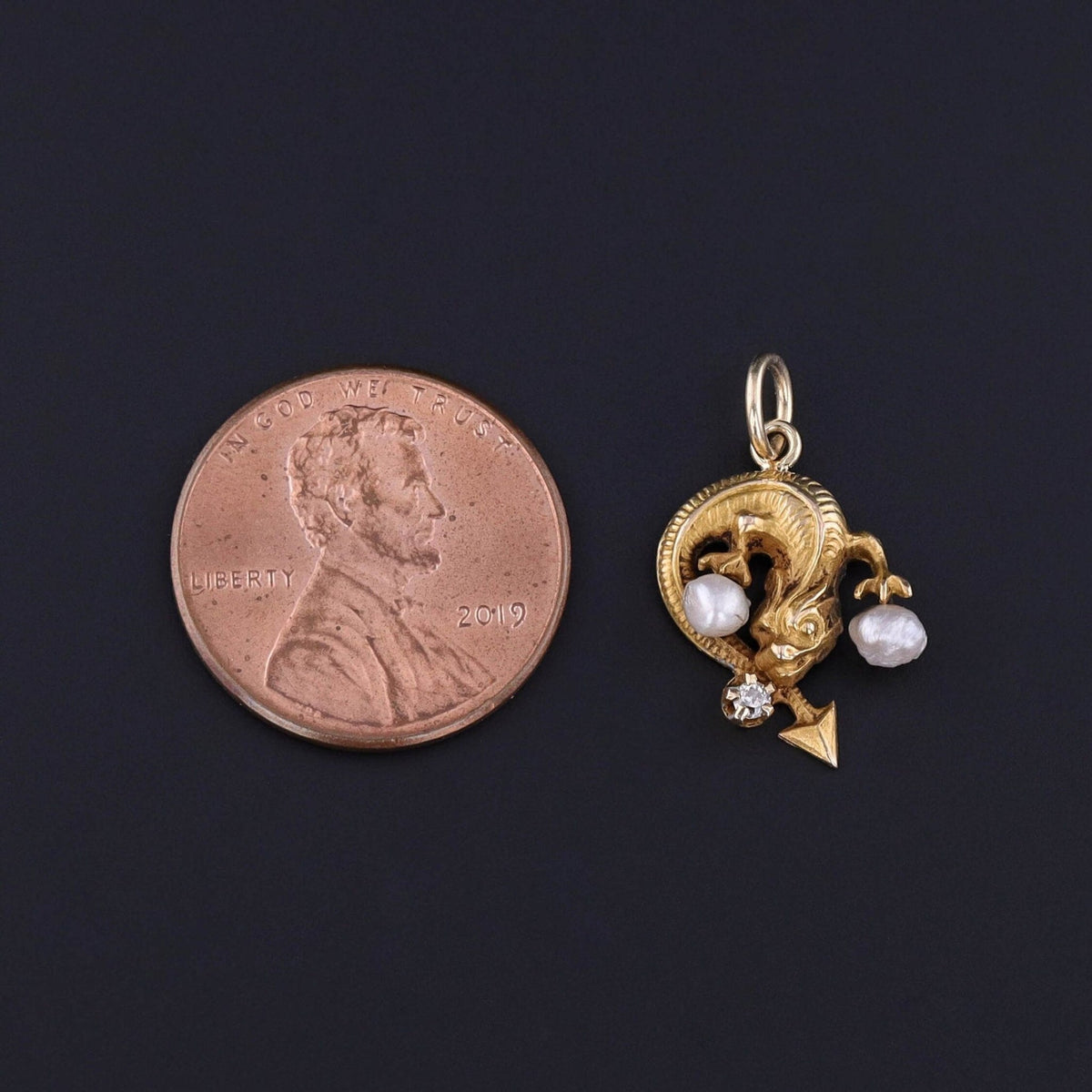 Antique Pearl Lizard Charm of 10k Gold - Trademark Antiques