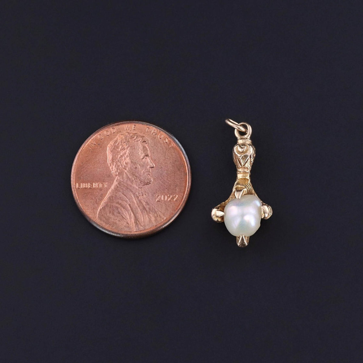 Antique Pearl Talon Charm of 14k Gold - Trademark Antiques