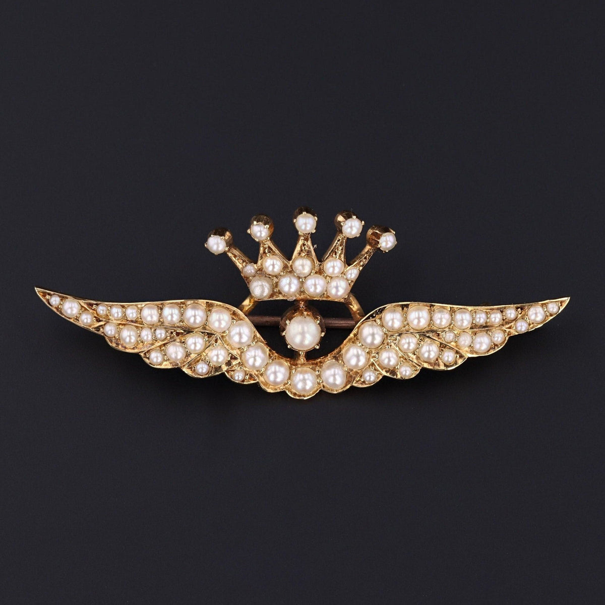 Antique Pearl Wings Brooch of 15ct Gold - Trademark Antiques
