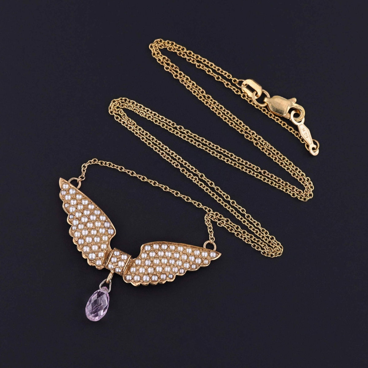 Antique Pearl Wings Conversion Necklace of 14k Gold - Trademark Antiques