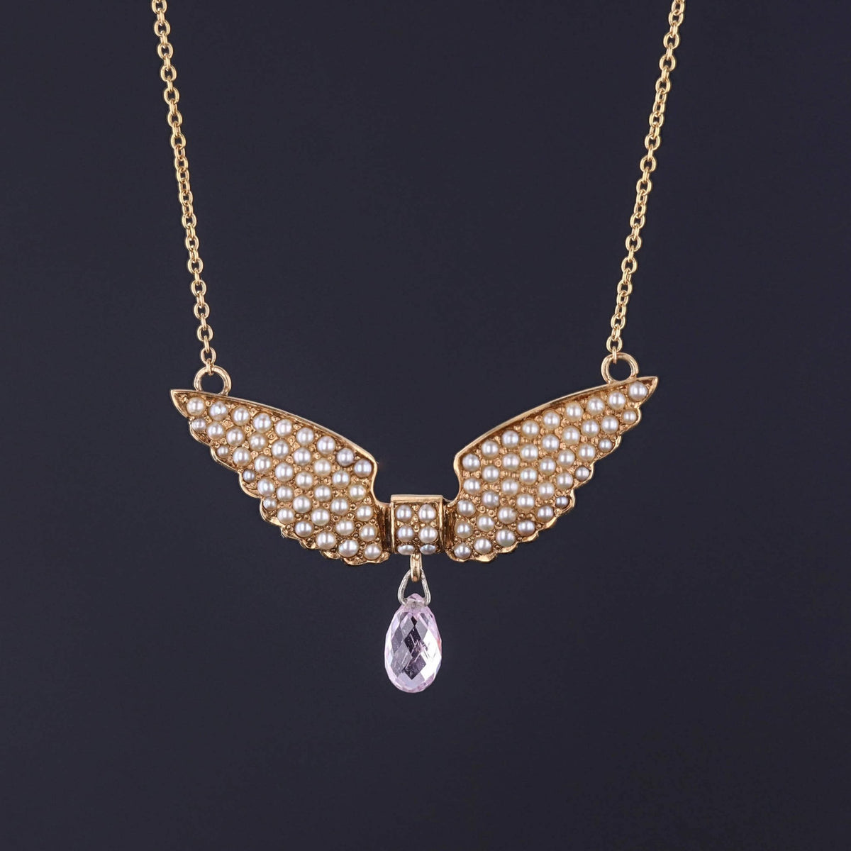 Antique Pearl Wings Conversion Necklace of 14k Gold - Trademark Antiques