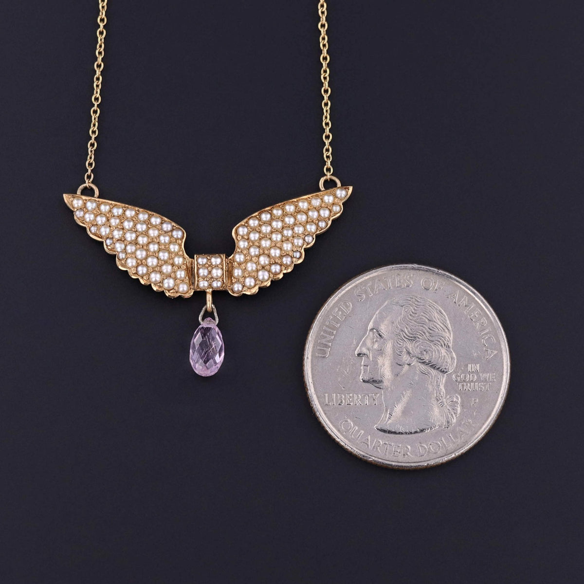 Antique Pearl Wings Conversion Necklace of 14k Gold - Trademark Antiques