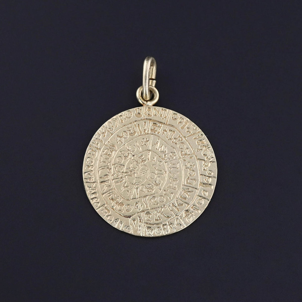 Antique Phaistos Disc Pendant of 14k Gold - Trademark Antiques