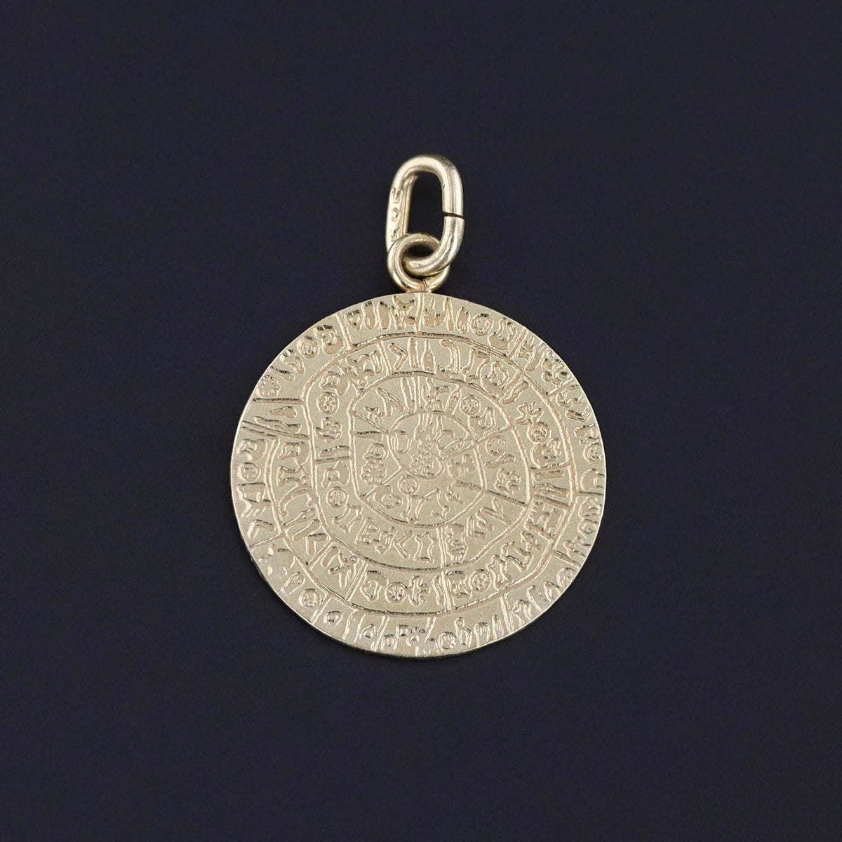 Antique Phaistos Disc Pendant of 14k Gold - Trademark Antiques