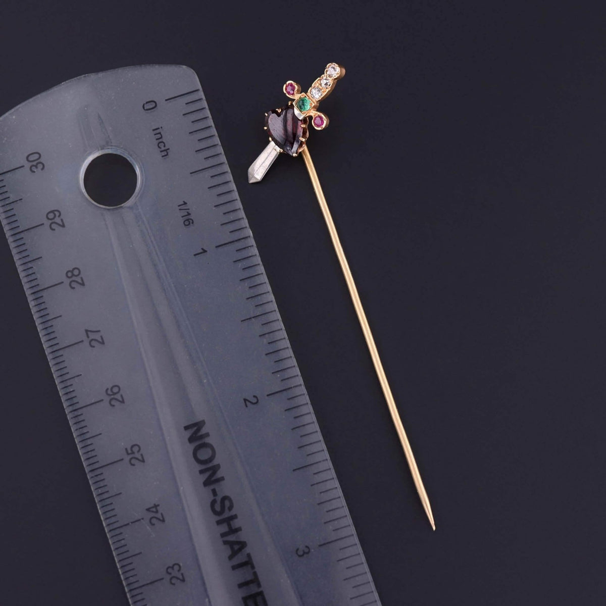 Antique Pierced Heart Stickpin of 14k and 15k Gold - Trademark Antiques