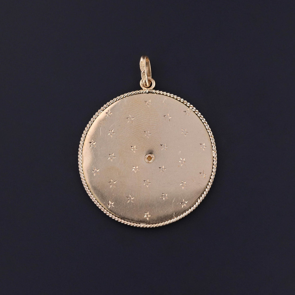 Antique Pierrot on Crescent Pendant of 18k Gold - Trademark Antiques