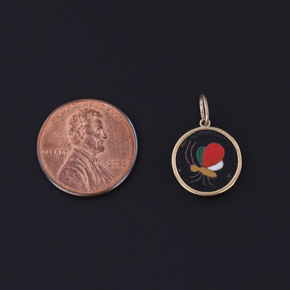 Antique Pietra Dura Butterfly Charm of 18k Gold - Trademark Antiques