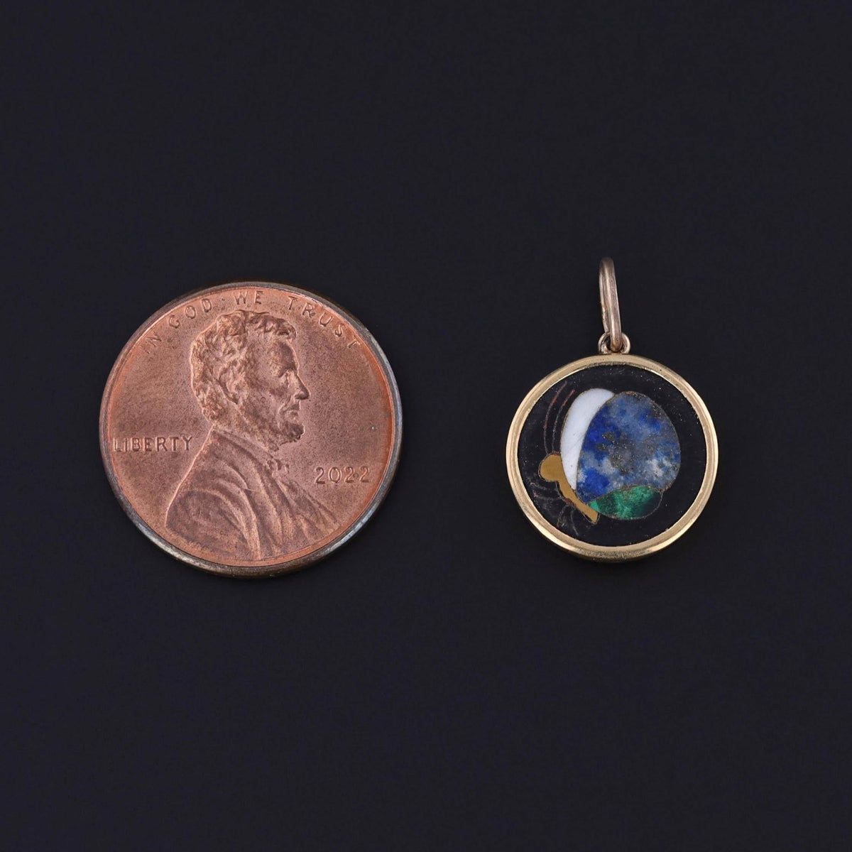 Antique Pietra Dura Butterfly Charm of 18k Gold - Trademark Antiques