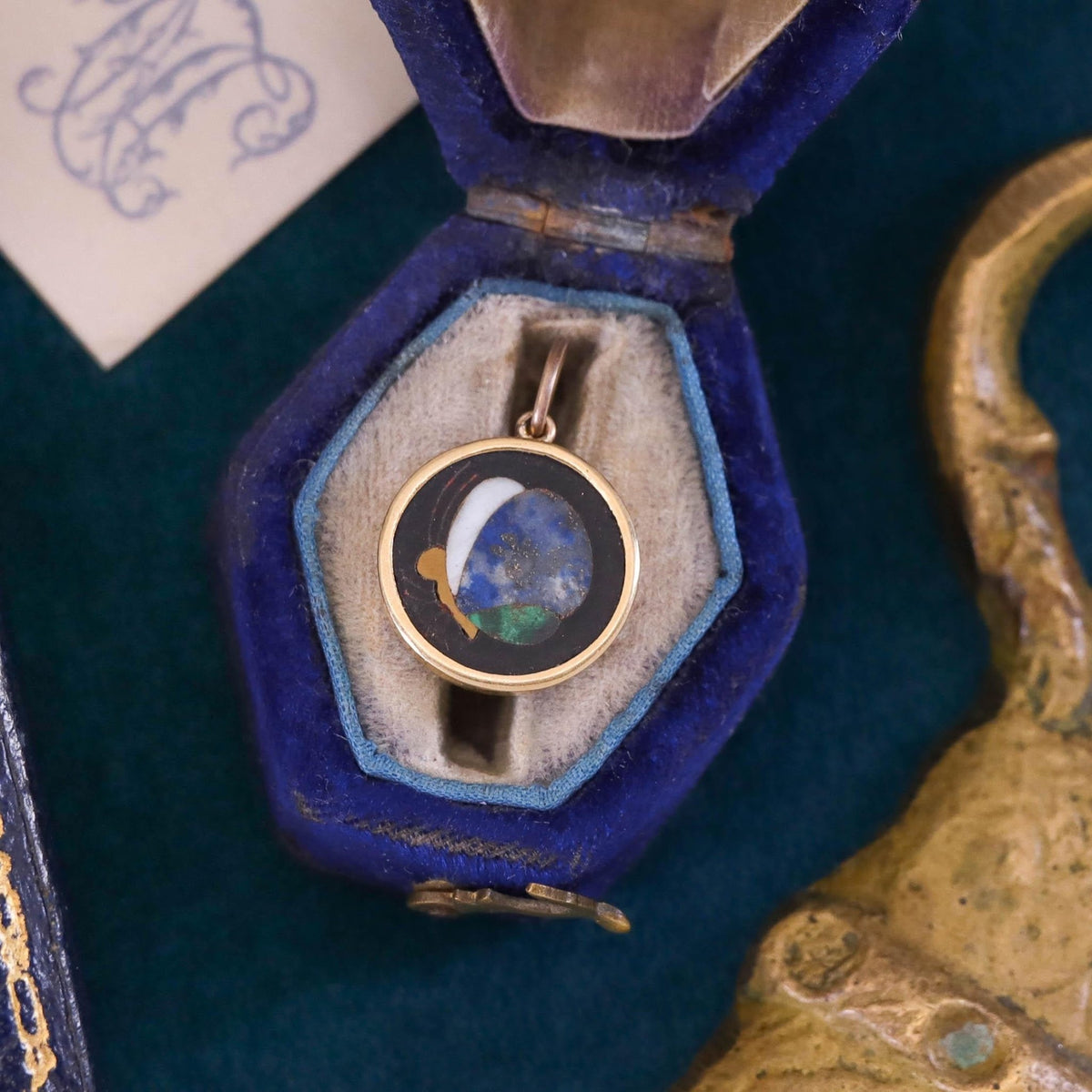 Antique Pietra Dura Butterfly Charm of 18k Gold - Trademark Antiques