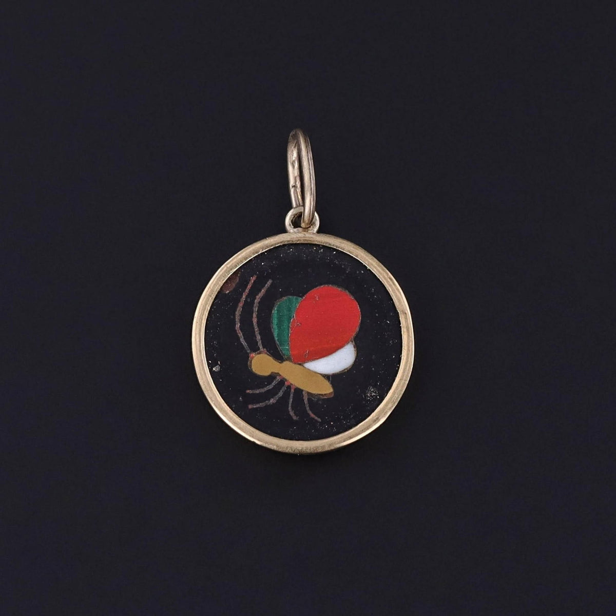 Antique Pietra Dura Butterfly Charm of 18k Gold - Trademark Antiques
