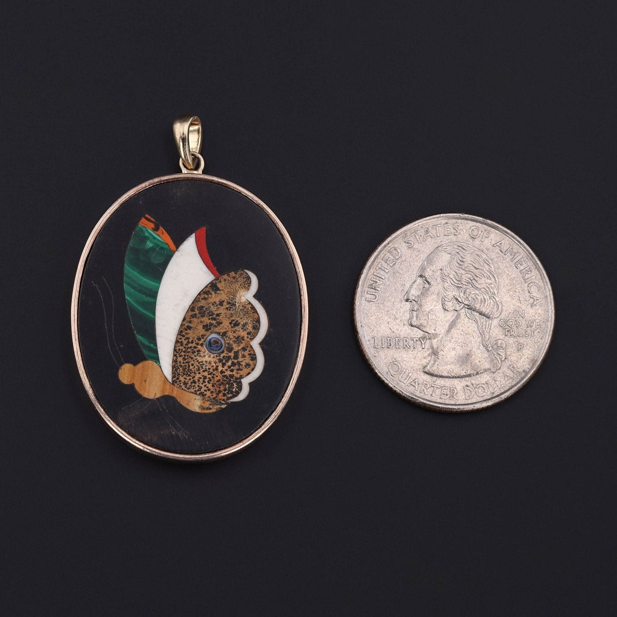 Antique Pietra Dura Butterfly Conversion Pendant of 14k Gold - Trademark Antiques