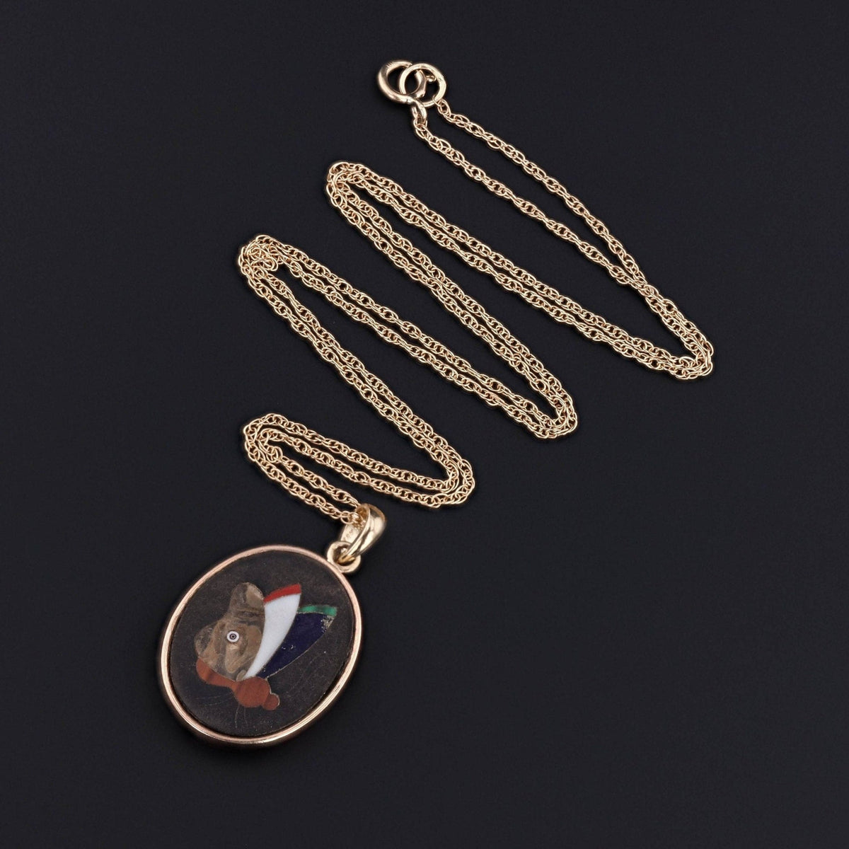 Antique Pietra Dura Butterfly Necklace of 14k Gold - Trademark Antiques