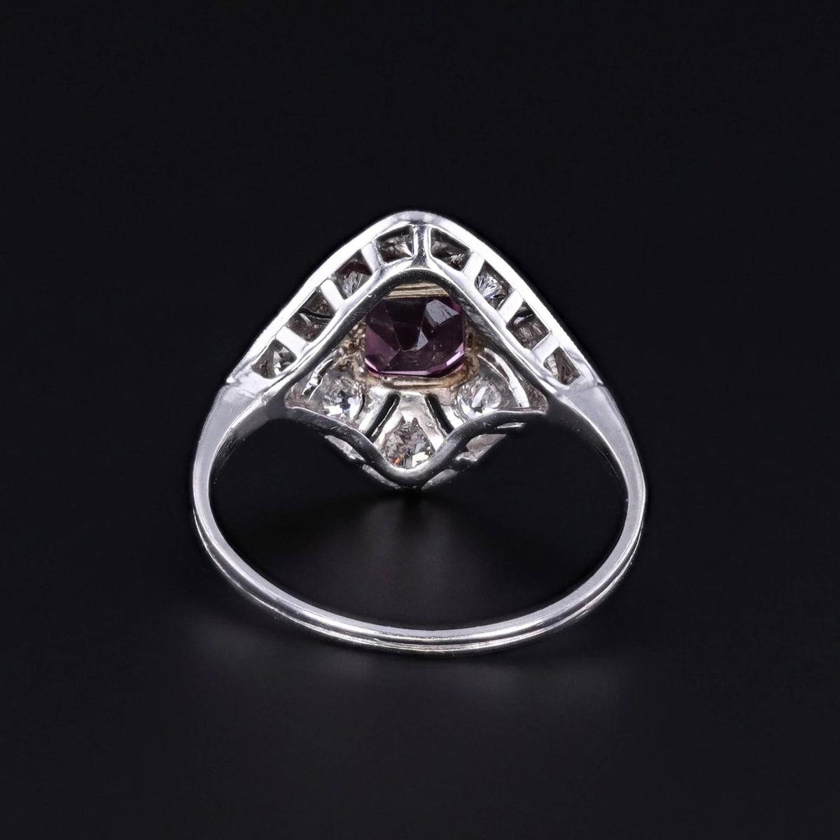 Antique Pink Sapphire and Diamond Ring of Platinum - Trademark Antiques