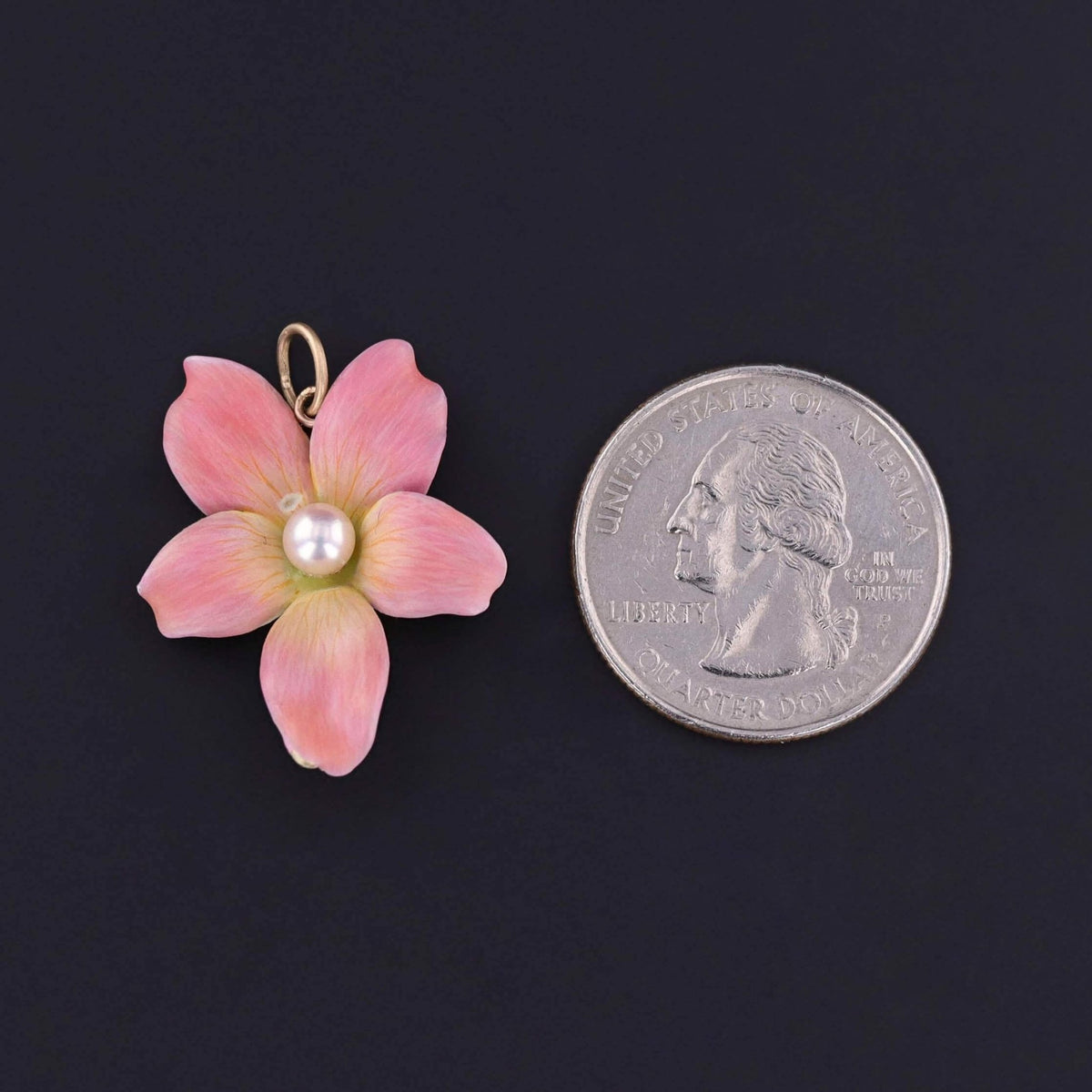 Antique Pink Violet Flower Pendant of 14k Gold - Trademark Antiques
