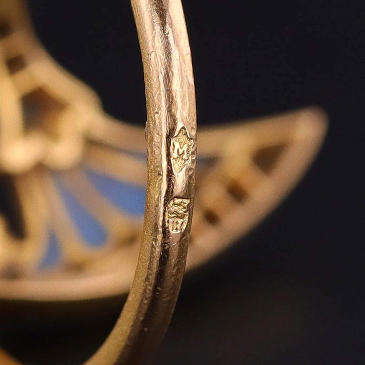 Antique Plique a Jour Enamel Ring with Pearl &amp; Diamond - Trademark Antiques