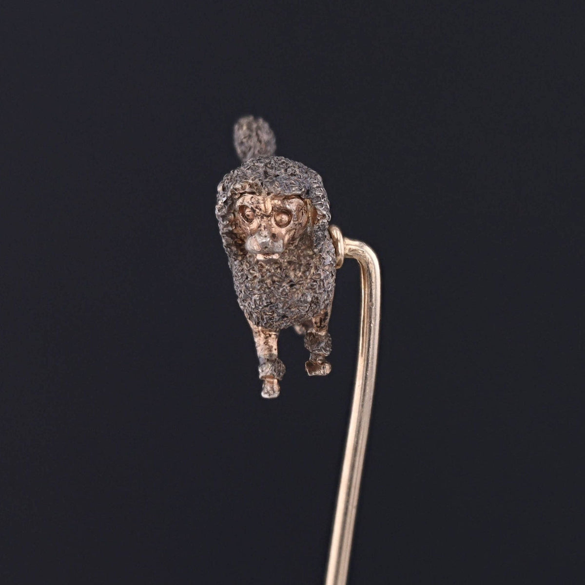 Antique Poodle Stick Pin | Antique Vermeil Silver &amp; 8K Gold Pin - Trademark Antiques