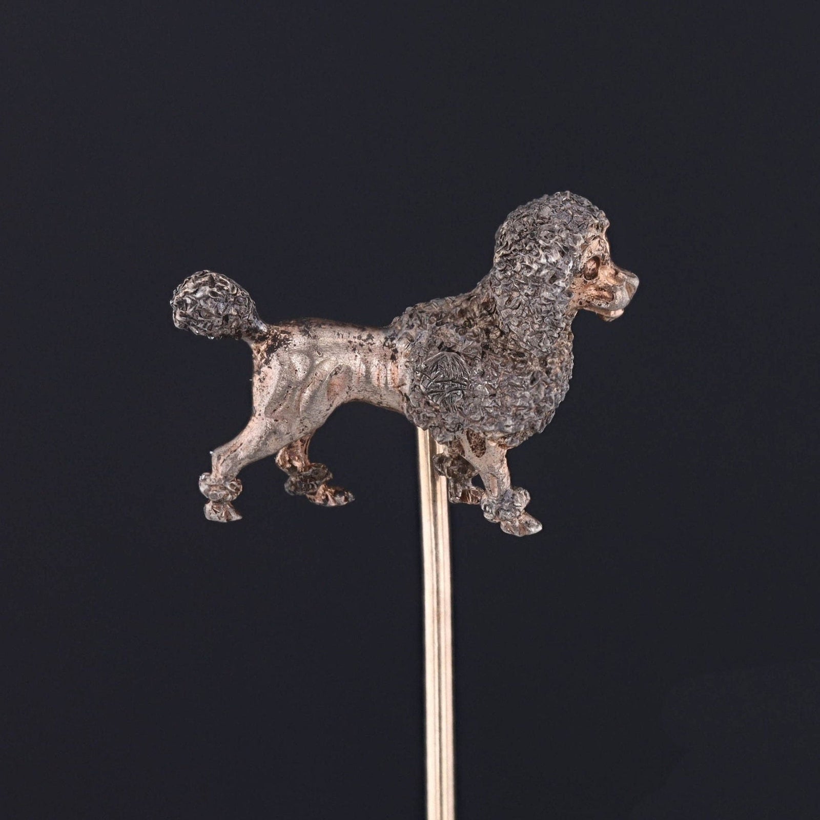 Antique Poodle Stick Pin | Antique Vermeil Silver & 8K Gold Pin - Trademark Antiques