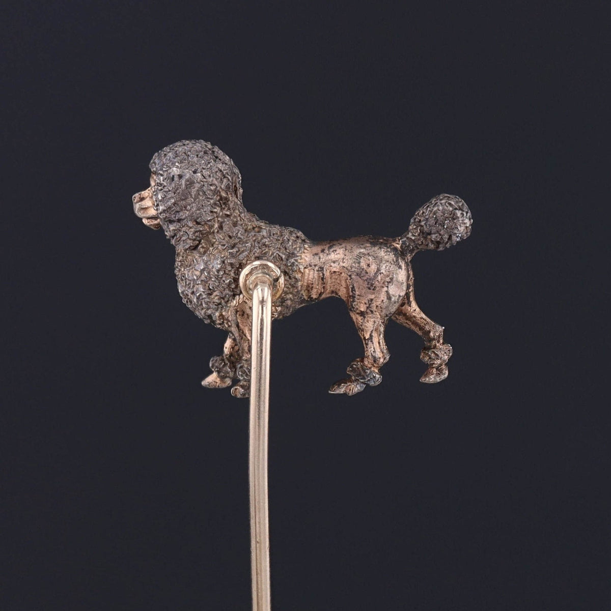 Antique Poodle Stick Pin | Antique Vermeil Silver &amp; 8K Gold Pin - Trademark Antiques