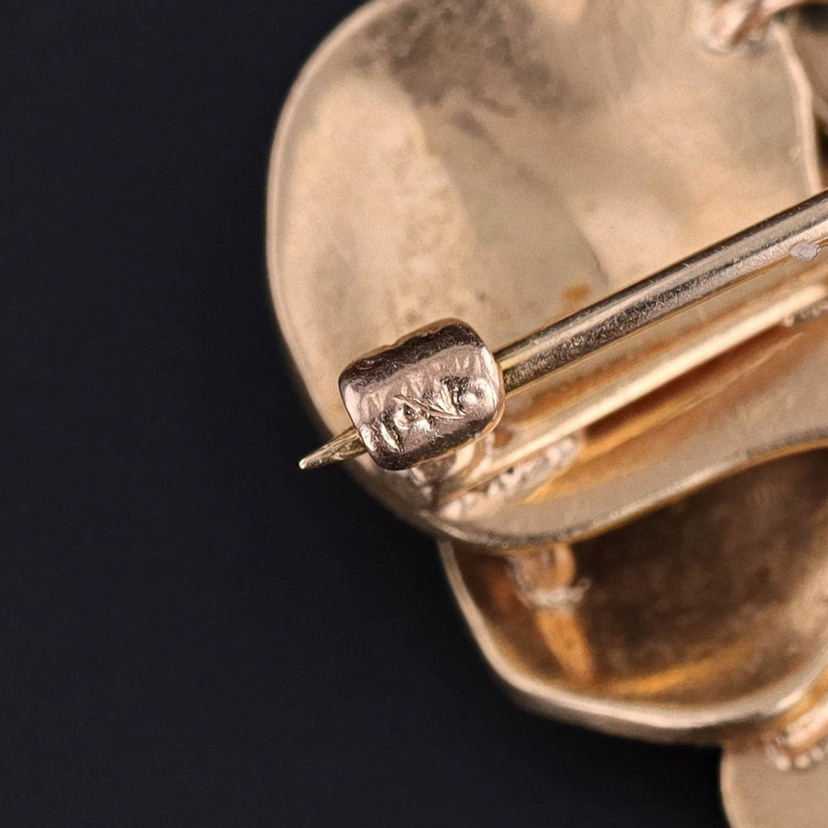 Antique Purple Enamel Pansy Brooch of 14k Gold by Krementz - Trademark Antiques