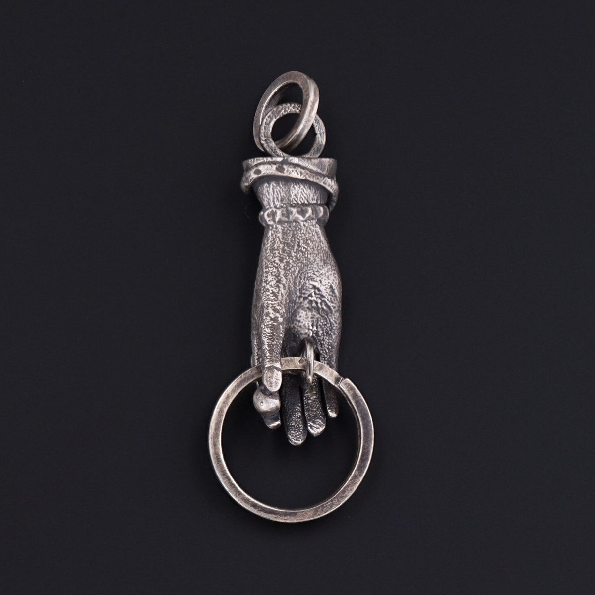 Antique Reproduction Hand Charm Holder Pendant of Sterling Silver - Trademark Antiques