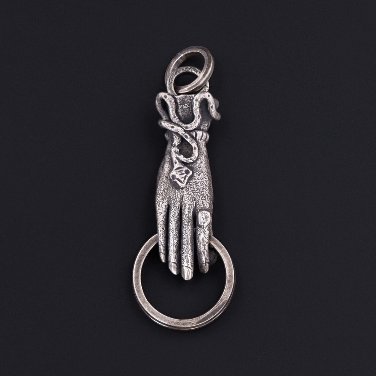 Antique Reproduction Hand Charm Holder Pendant of Sterling Silver - Trademark Antiques